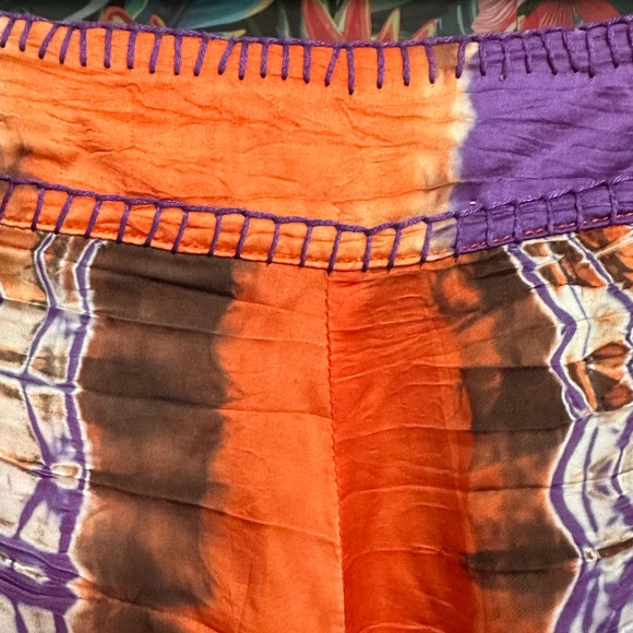 CAROLINA K High Waisted Plazzo Pants Tie Dye Purple & Orange Size S - Picture 9 of 10